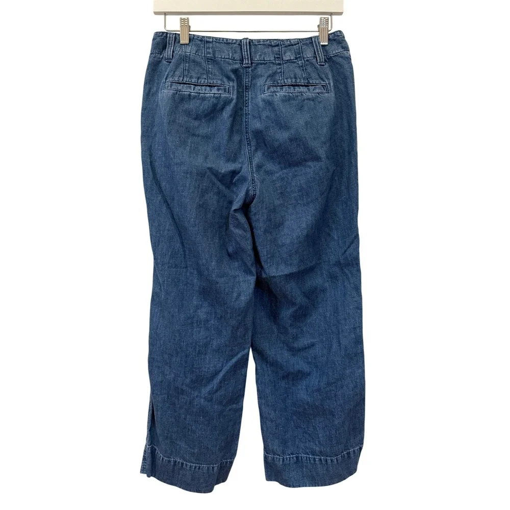 Talbots New England Chino Women 4P Blue Cotton Hemp Wide Leg Pants